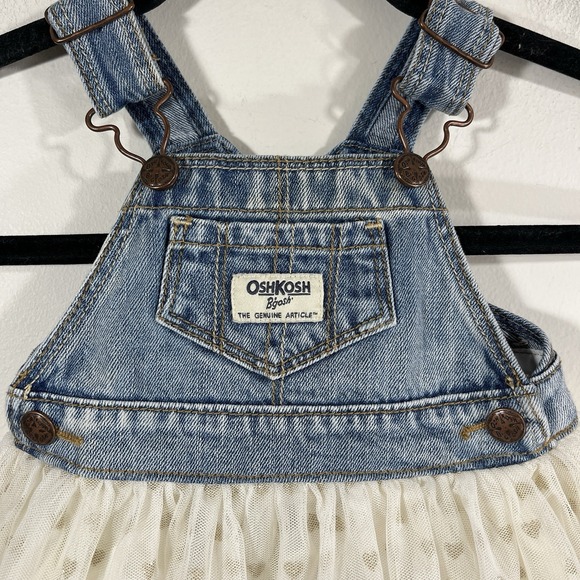 Oshkosh B'gosh Baby Girl 6 Months Denim Overall Tulle Tutu Gold Heart Dress‎ - Picture 3 of 7